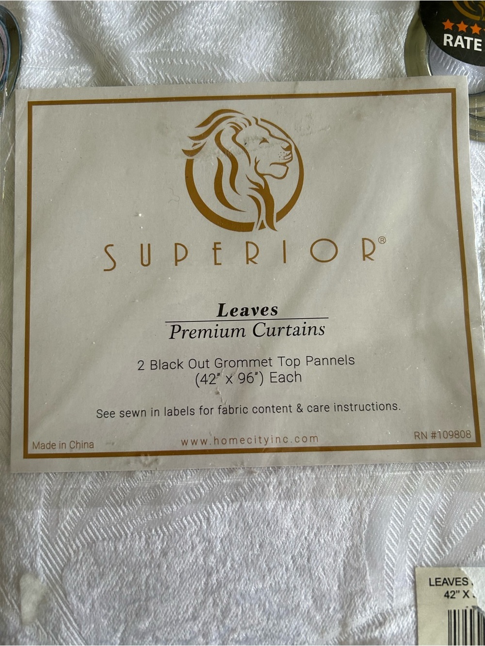 Superior Leaves Blackout Curtain Panels Set of 2 White 42x96 NWT